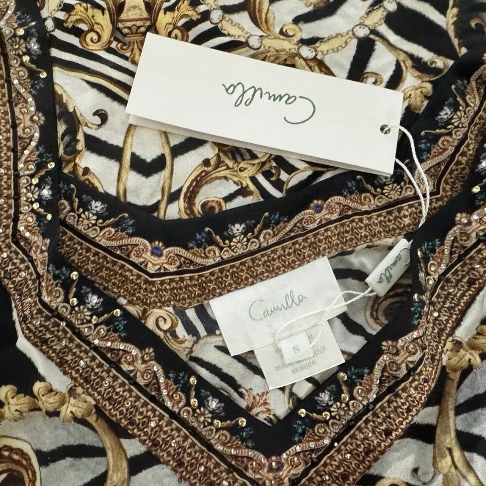 NWT Camilla Night Waiting For Day silk V-Neck Strap Top sz S $275 - Picture 3 of 5